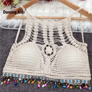 Embroidered Crochet Crop Top Bra